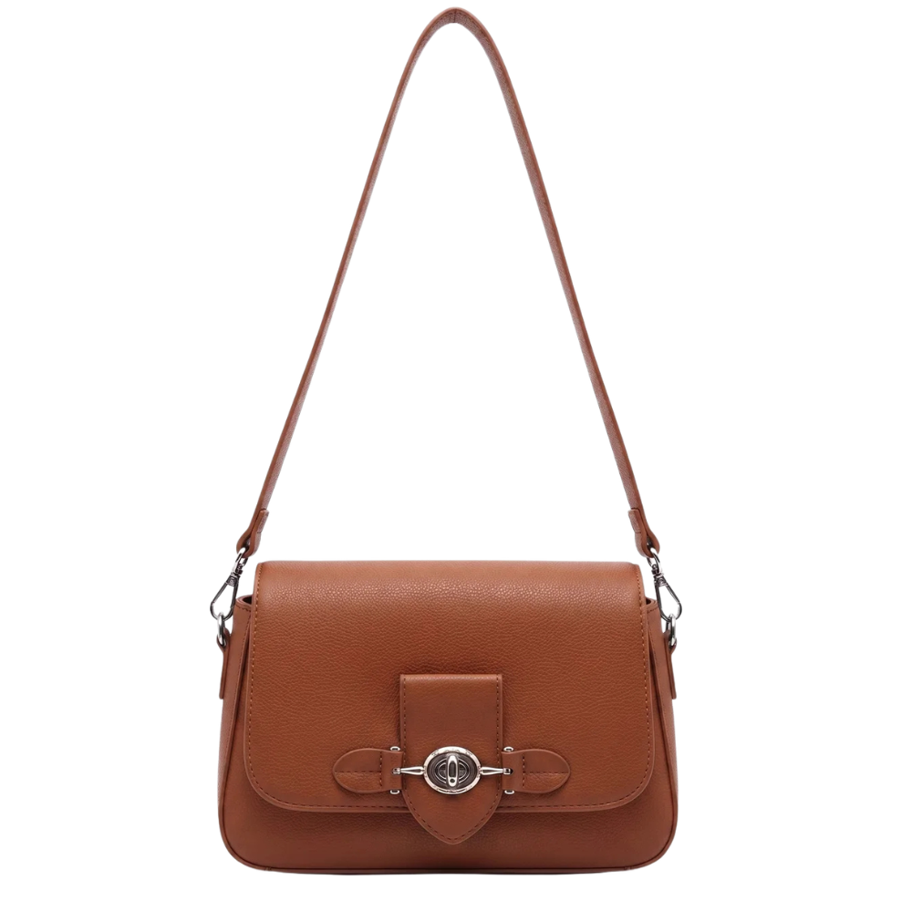 Classic Cognac Brown Flap Shoulder Bag