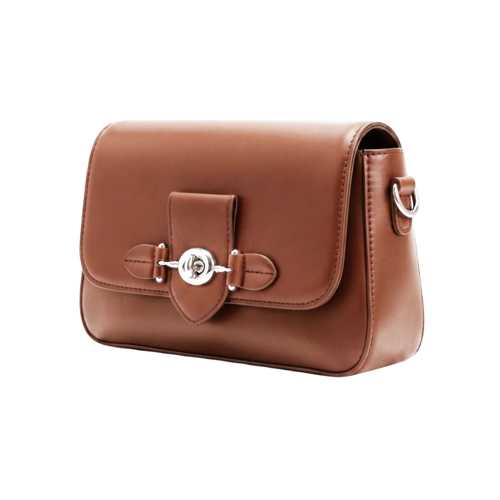 Classic Cognac Brown Flap Shoulder Bag - Image 2