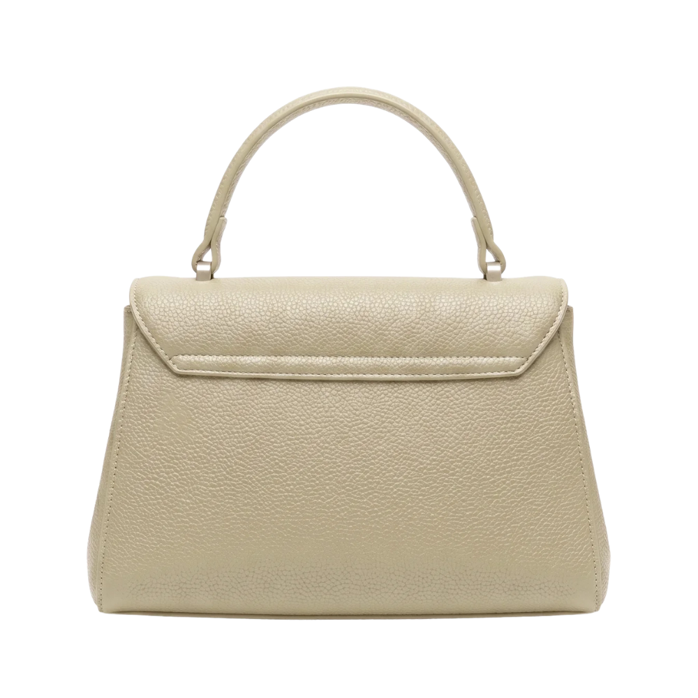 Elegant Ivory Top Handle Satchel Bag with Flap Closure - Image 2