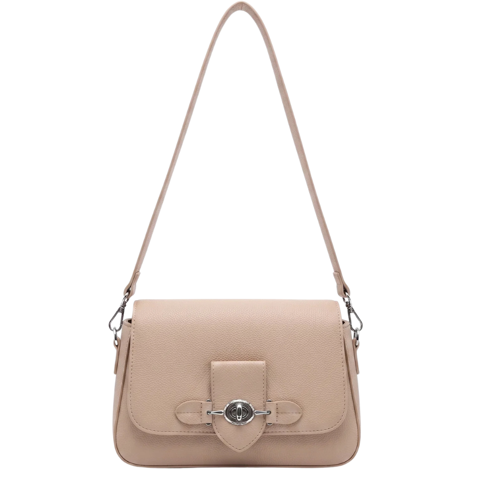 Classic Beige Flap Shoulder Bag